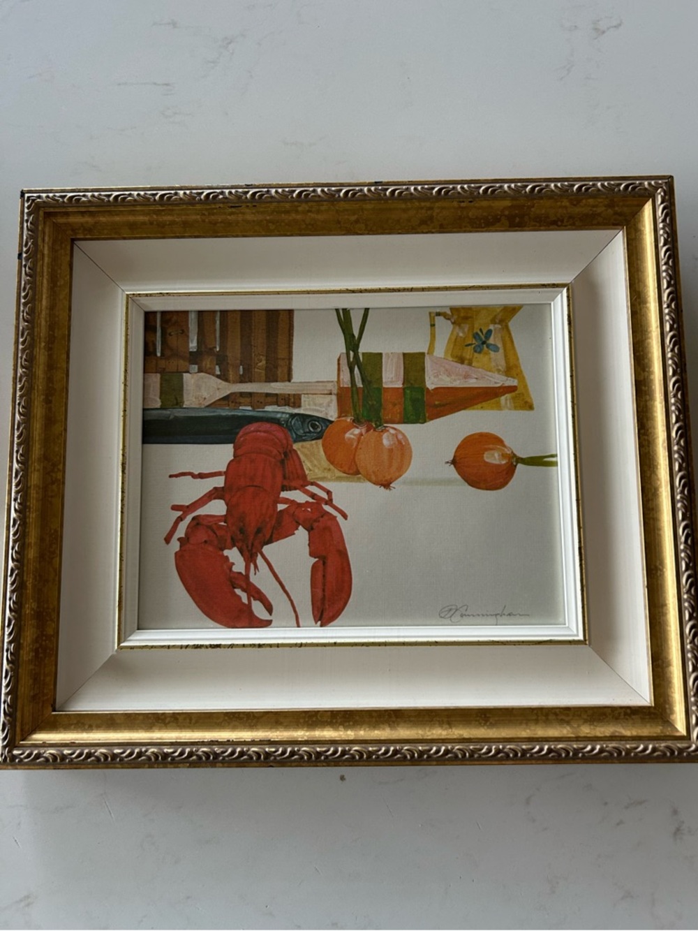 Vintage (1950s/1960s) Modernist still life print by artist David Cunningham.